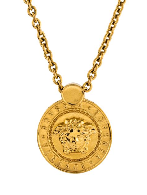 versace gold plated medusa head pendant necklace|Versace Medusa necklace with tag.